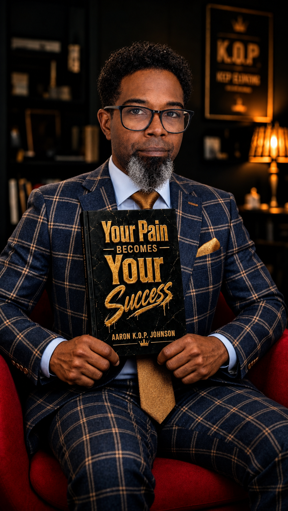 Aaron K.O.P. Johnson holding Your Pain Becomes Your Success