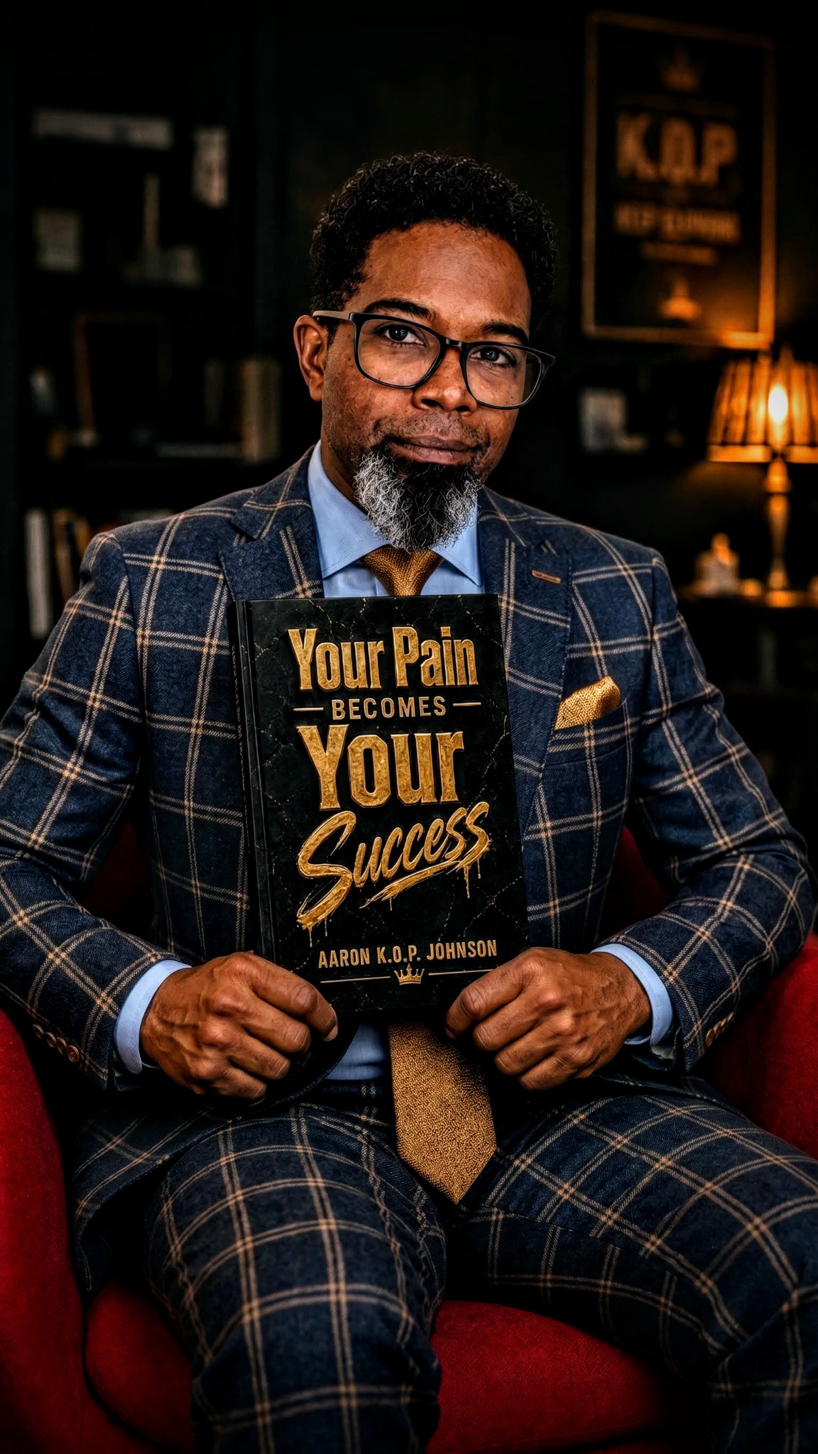 Aaron K.O.P. Johnson holding Your Pain Becomes Your Success